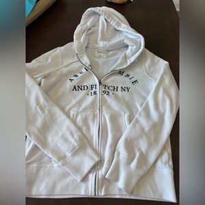 Abercrombie & Fitch white Zip-Up Hoodie, soft collection, size medium